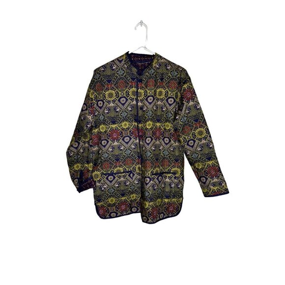 Light Geometric Floral Print Jacket Purple & Yellow - Picture 1 of 2
